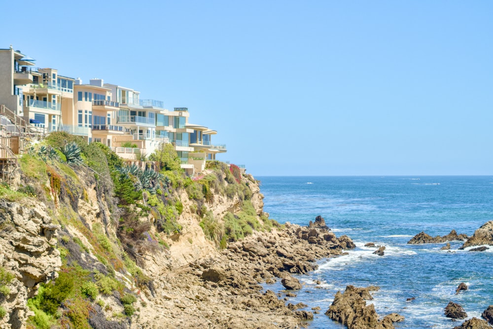 a view of the ocean from a cliff