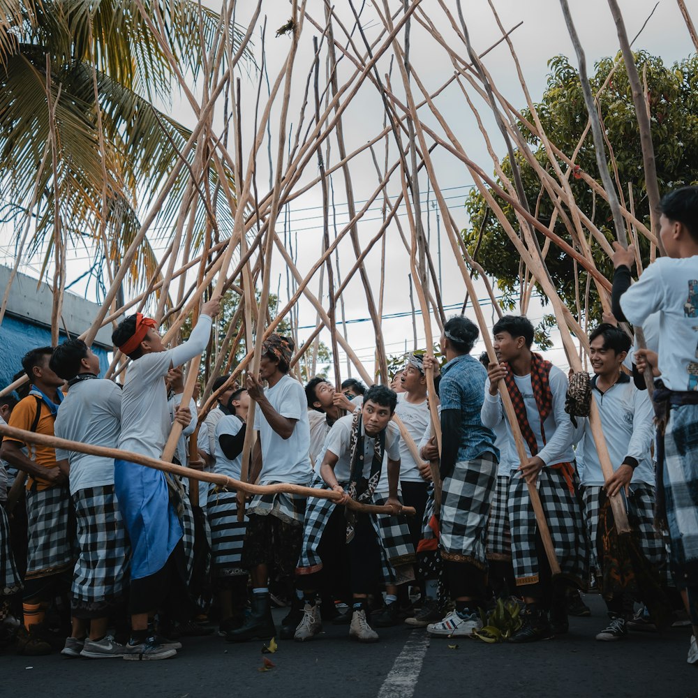 a group of people standing next to each other