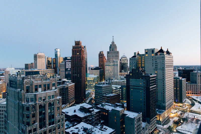 Detroit aerial city view