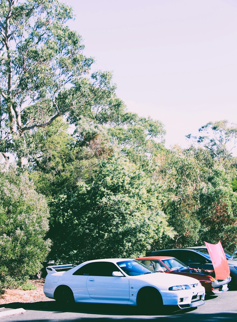 a group of cars parked next to each other in a parking lot