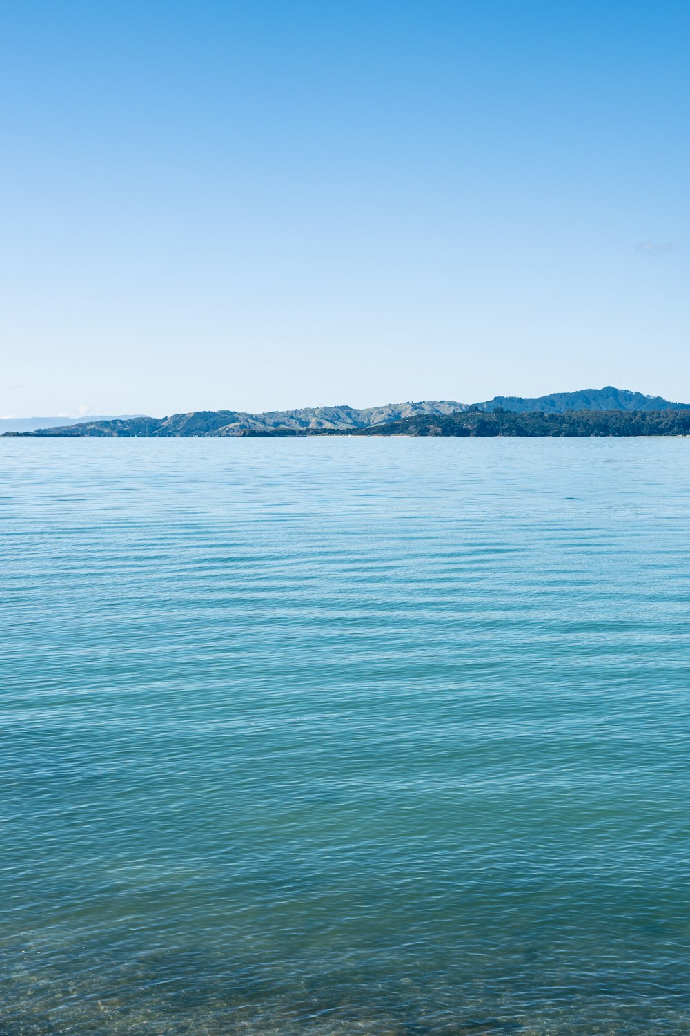 a body of water with mountains in the distance