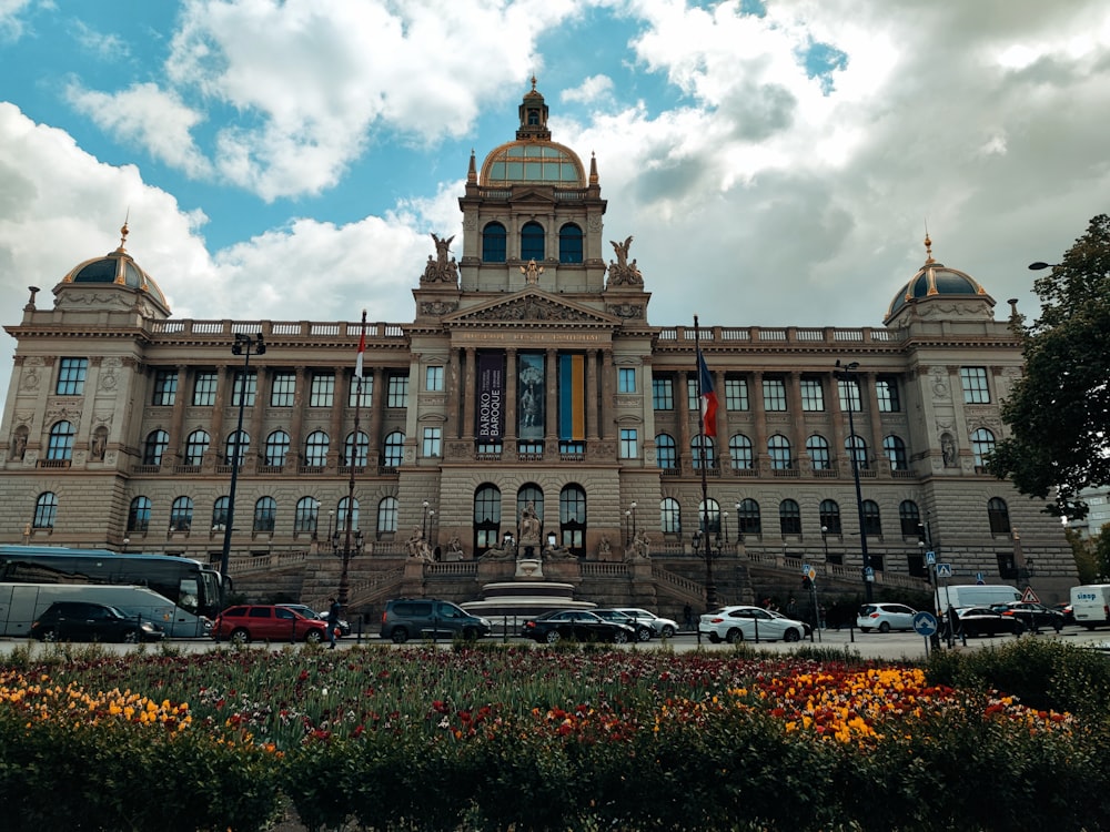 a large building with a clock on the top of it