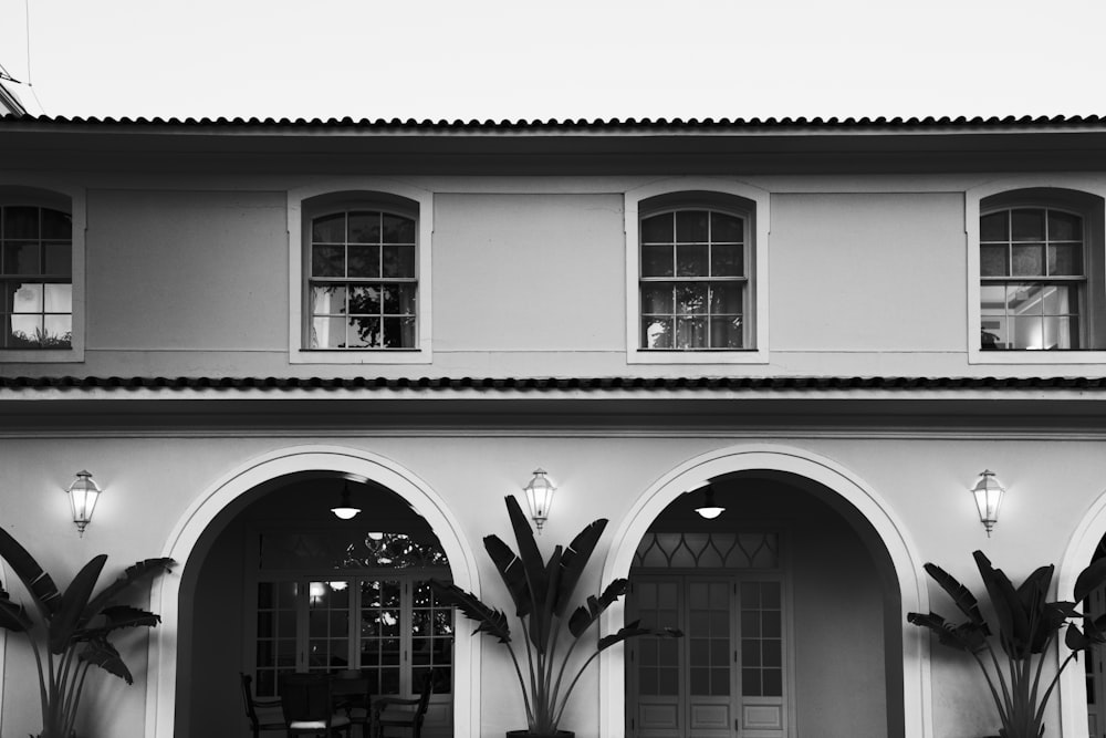 a black and white photo of a house