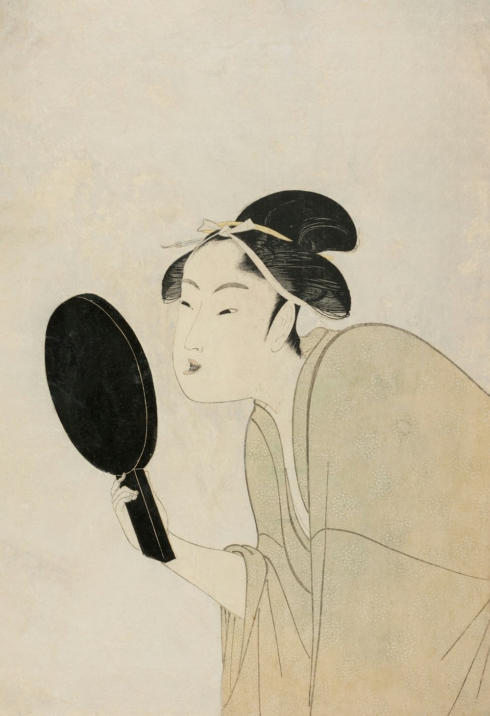 a painting of a woman holding a mirror