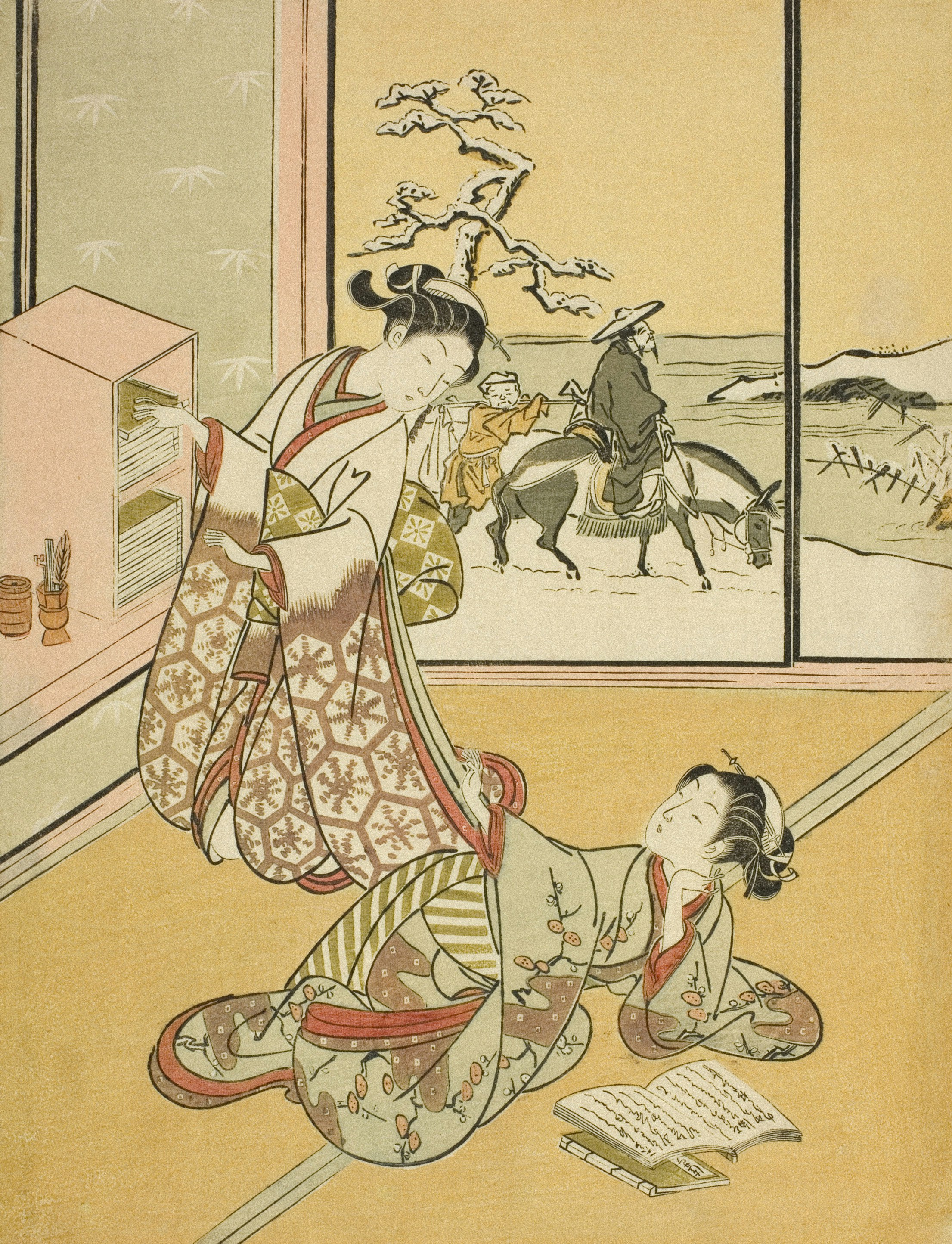 a woman sitting on the ground next to a window