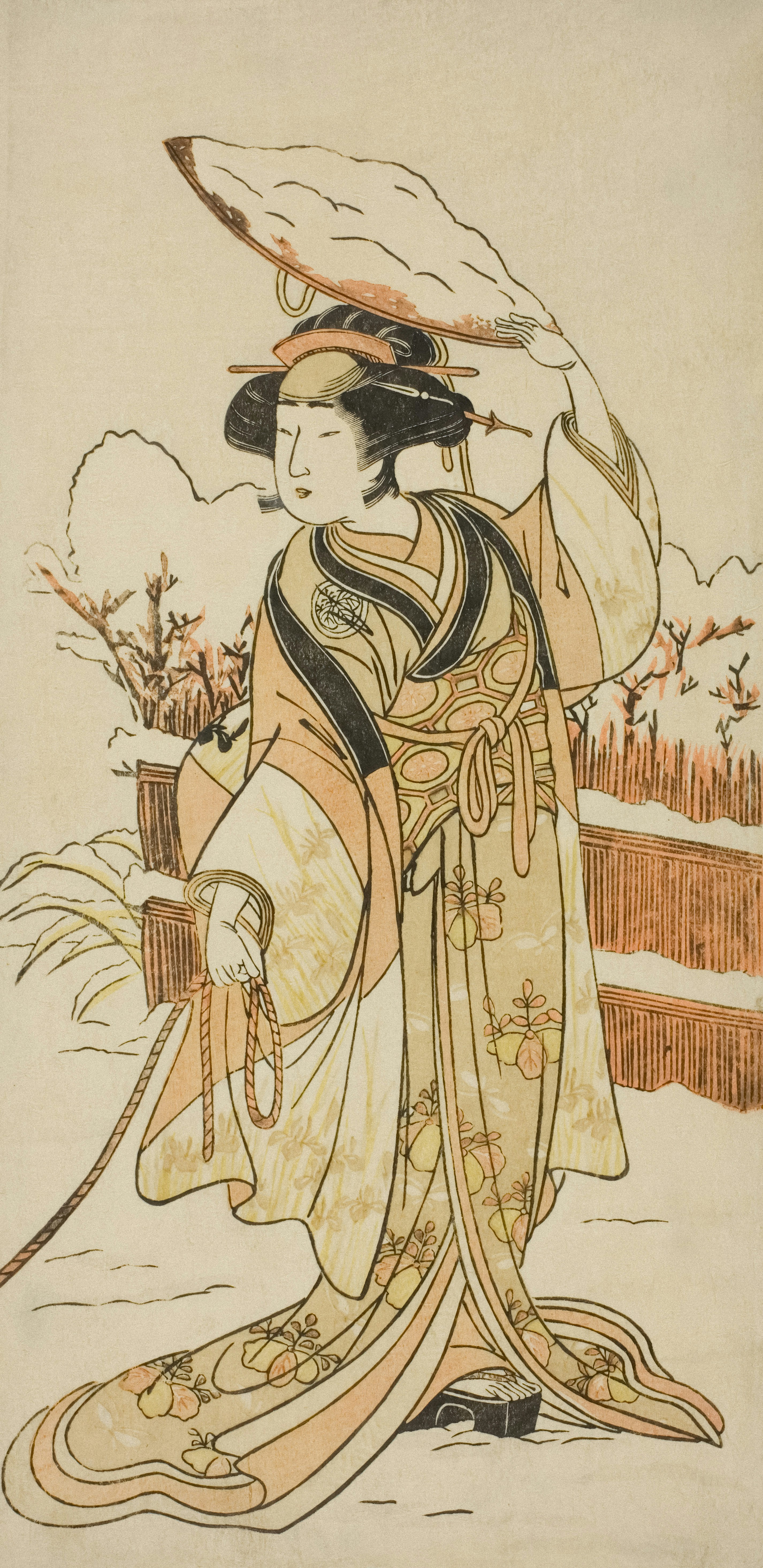 a drawing of a woman in a kimono