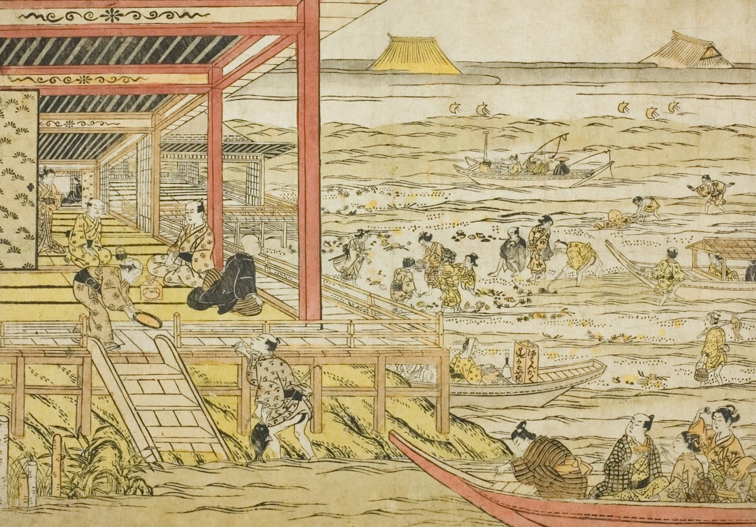 Artist Furuyama Moromasa Title Gathering Shellfish at Low Tide at Shinagawa (Shinagawa shiohigari no zu) Place Japan (Artist's nationality:) Date 1740–1749 Medium Hand-colored woodblock print; oban, beni-e https://www.artic.edu/artworks/13688/gathering-shellfish-at-low-tide-at-shinagawa-shinagawa-shiohigari-no-zu