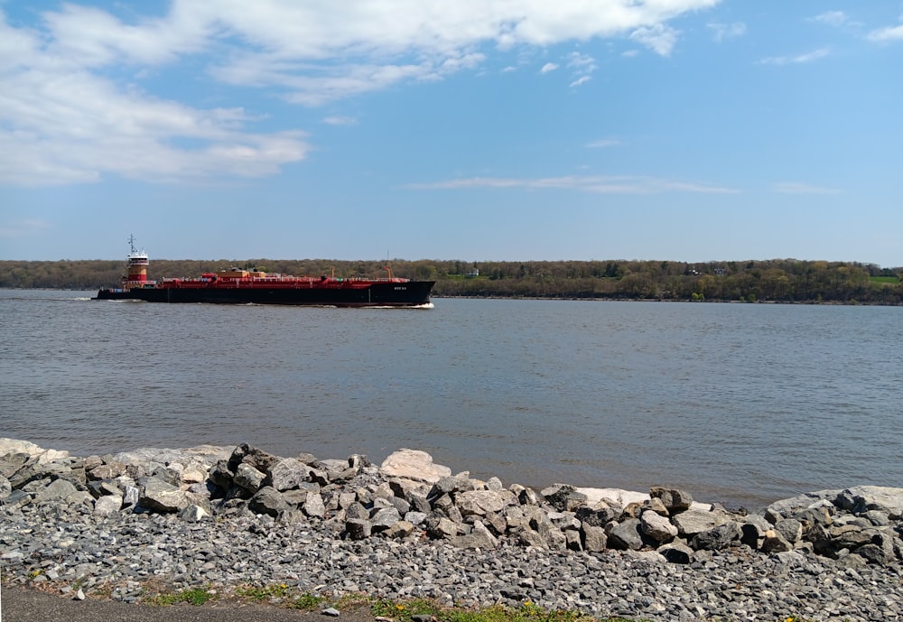 a large boat floating on top of a river