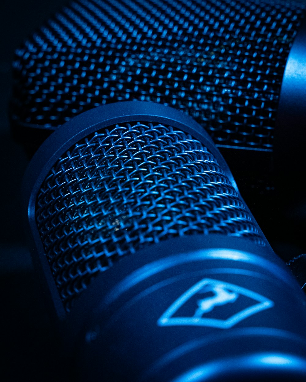a close up of a microphone on a table
