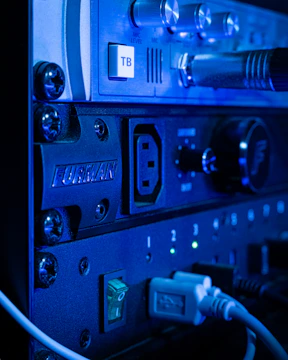 a close up of a radio receiver with two microphones