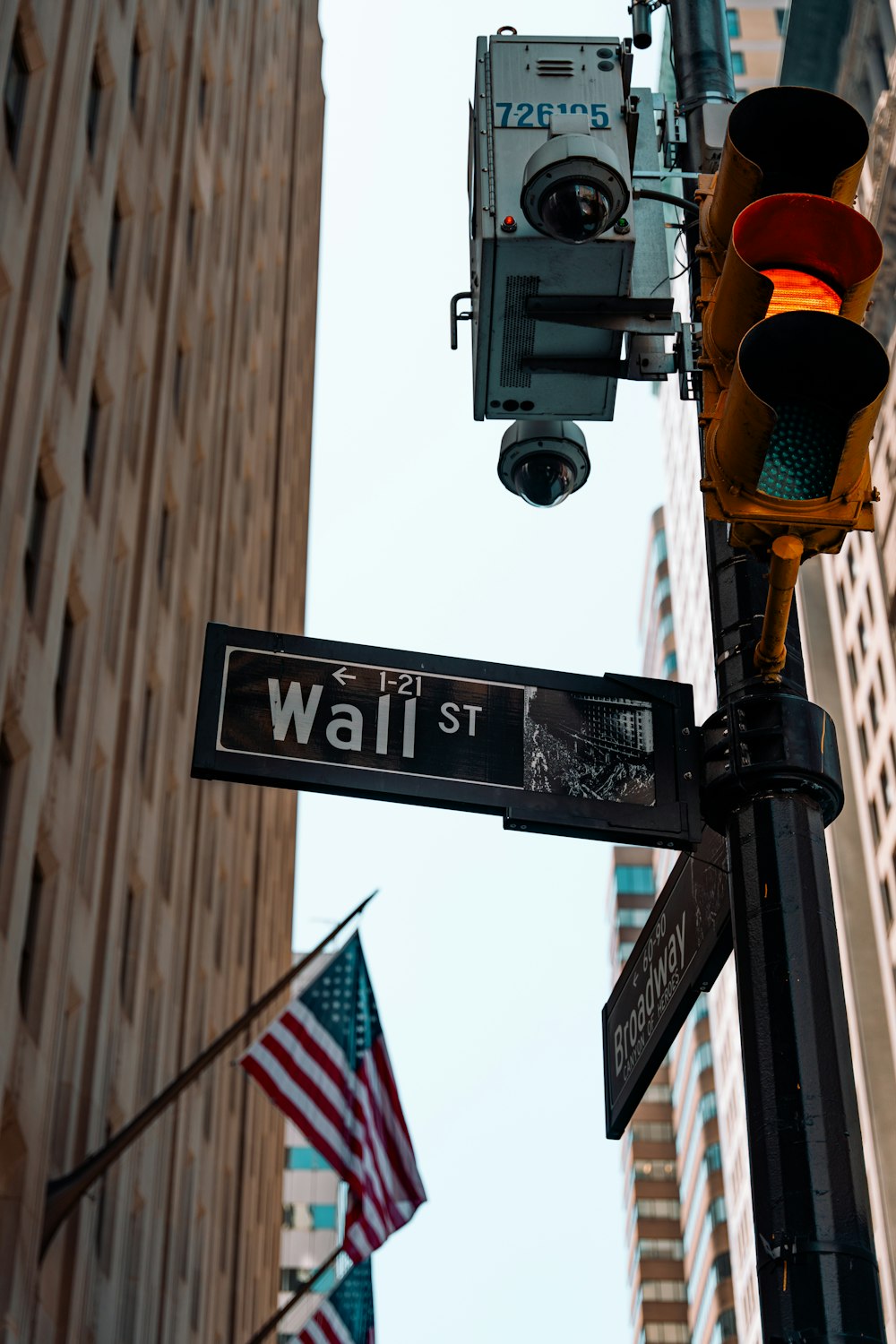 a traffic light and a street sign on a pole