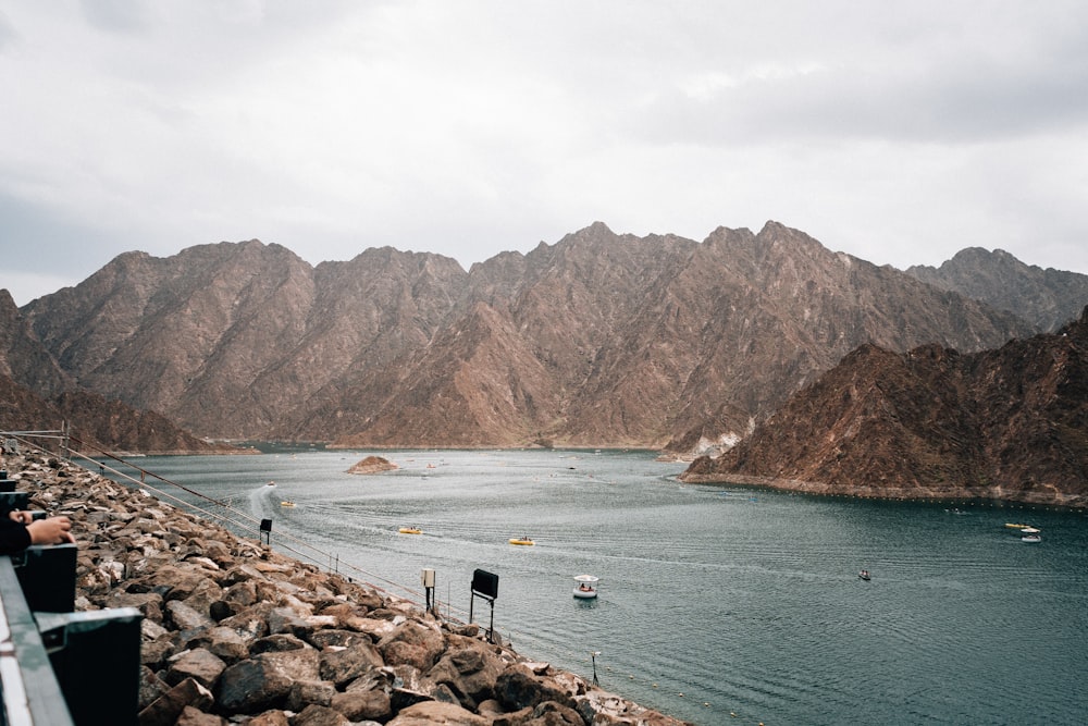 a large body of water surrounded by mountains