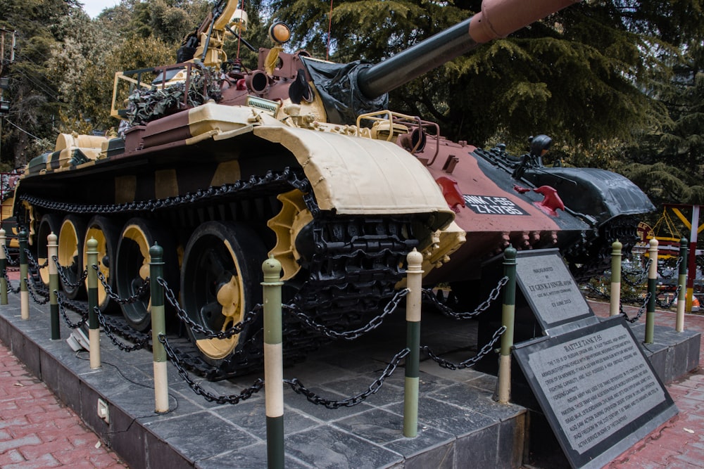 a tank is on display at a museum