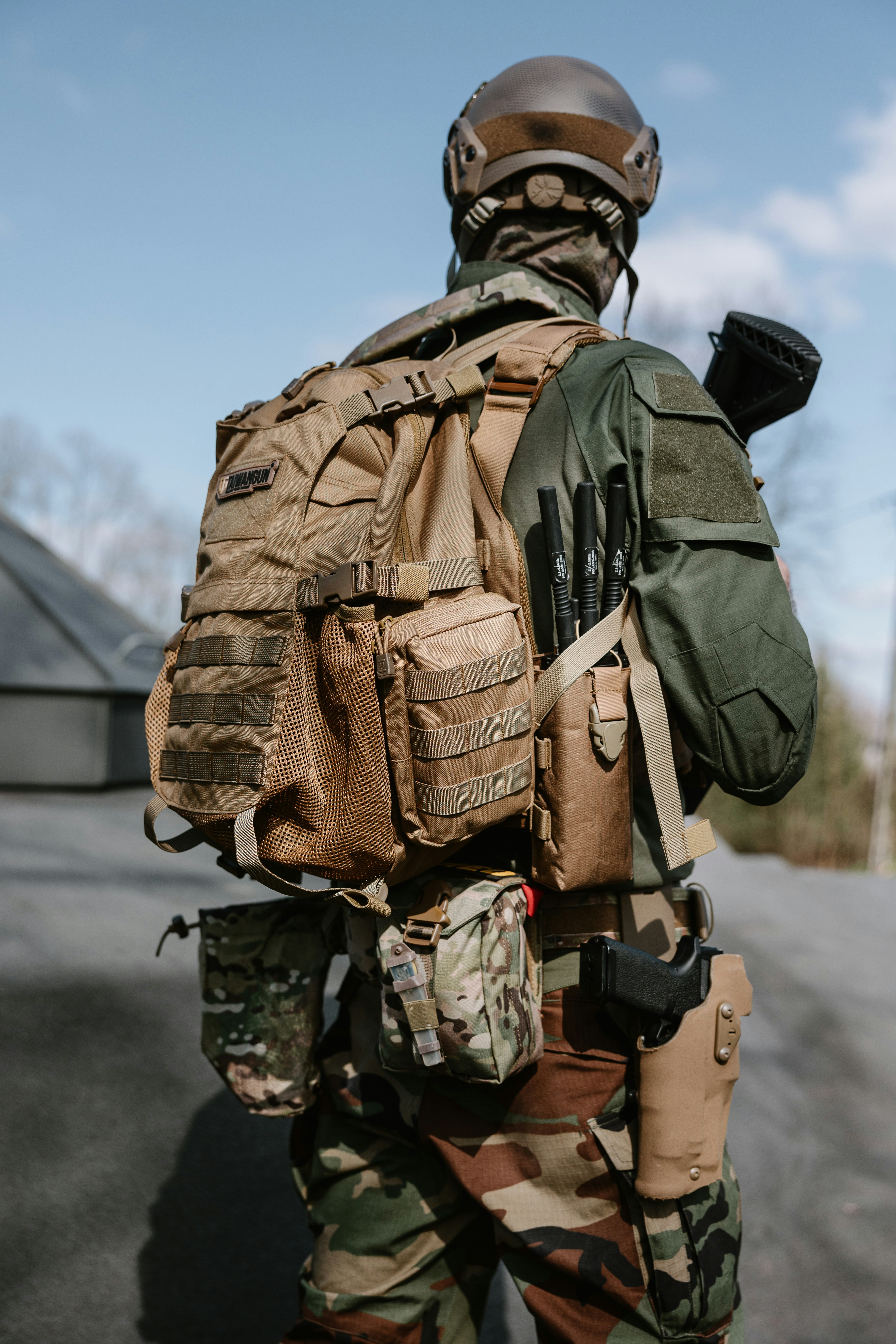 Airsoft player during the game