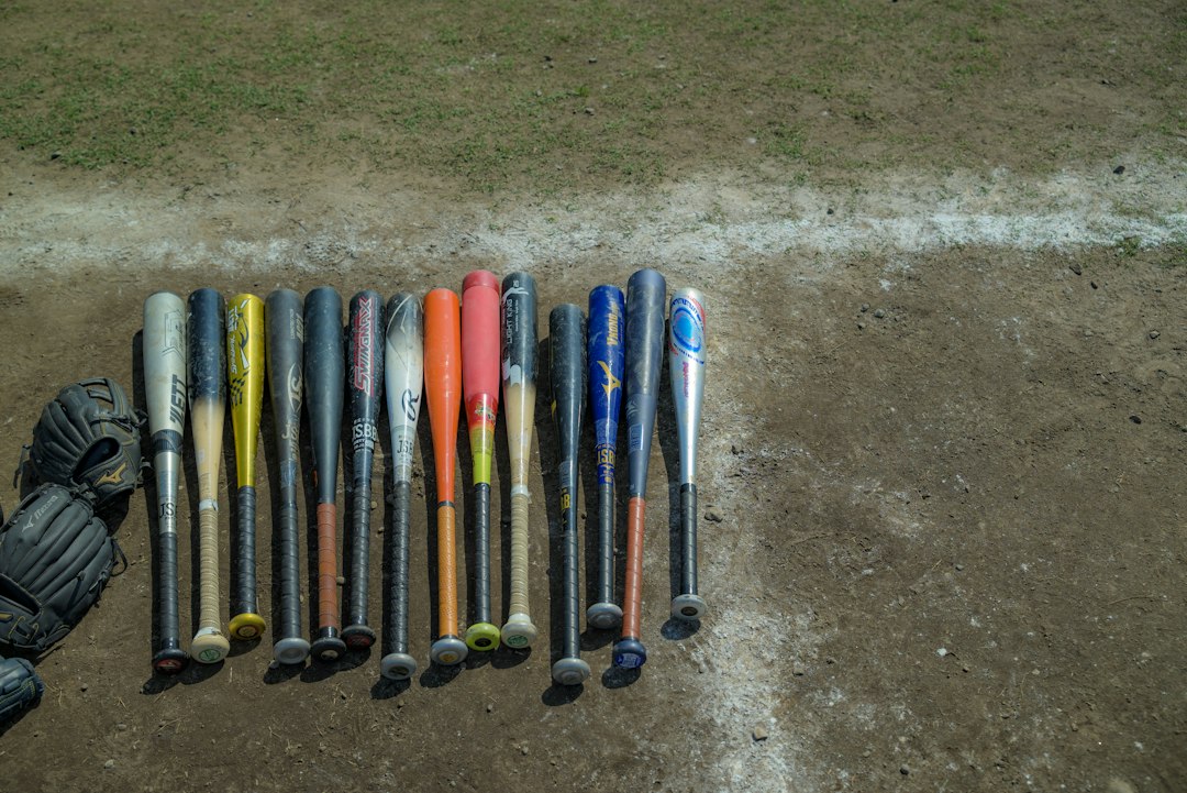 wooden baseball bats closeup