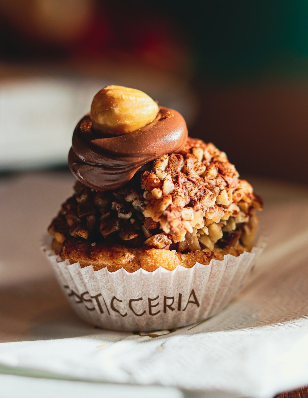 a close up of a cupcake on a plate