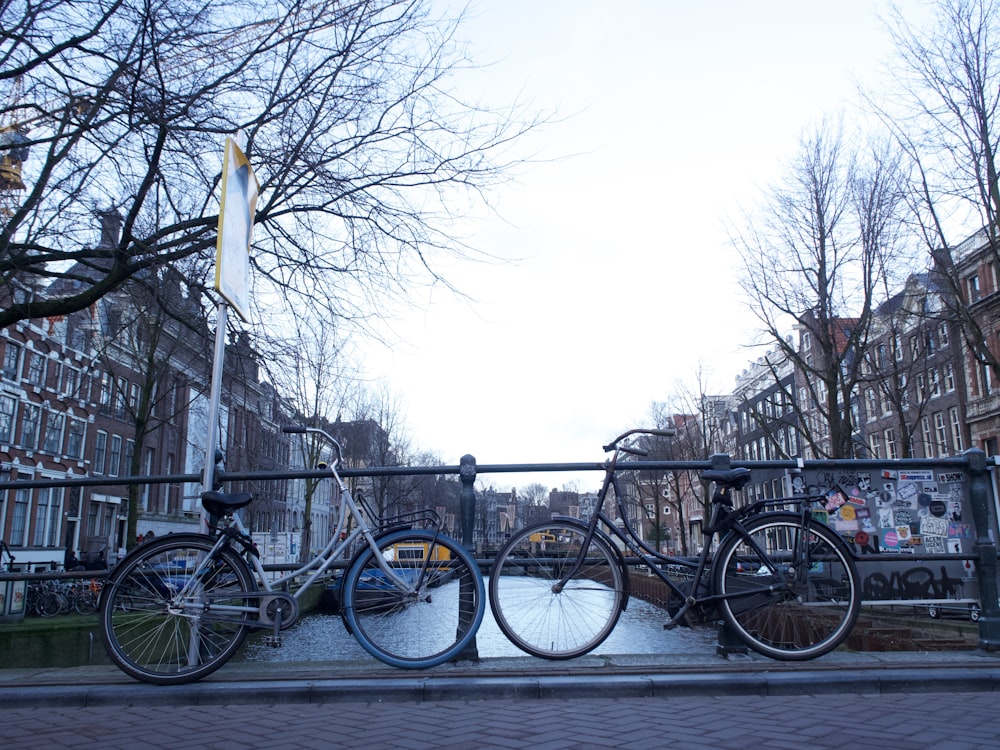 a couple of bikes parked next to each other