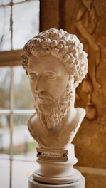 a marble bust of a man with a beard