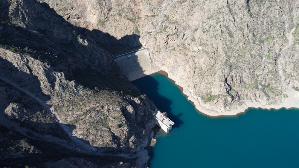 a boat floating on top of a large body of water