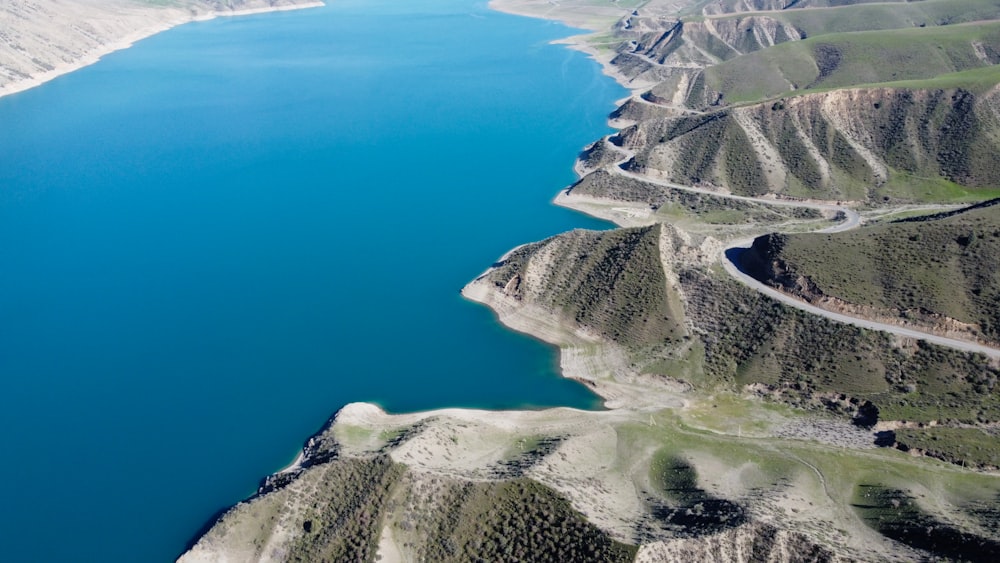 a large body of water surrounded by mountains