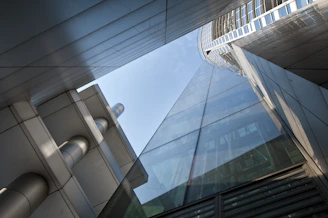 a very tall building next to a very tall building