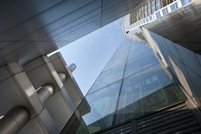 a very tall building next to a very tall building