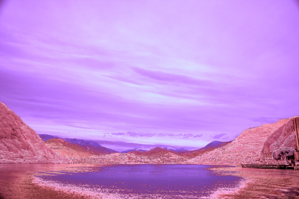 a large body of water surrounded by mountains