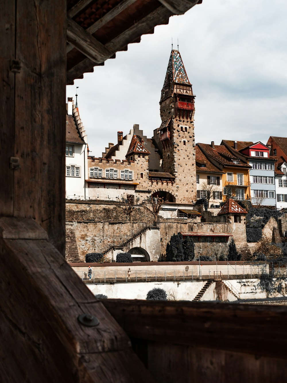 a view of a city from a window in a building