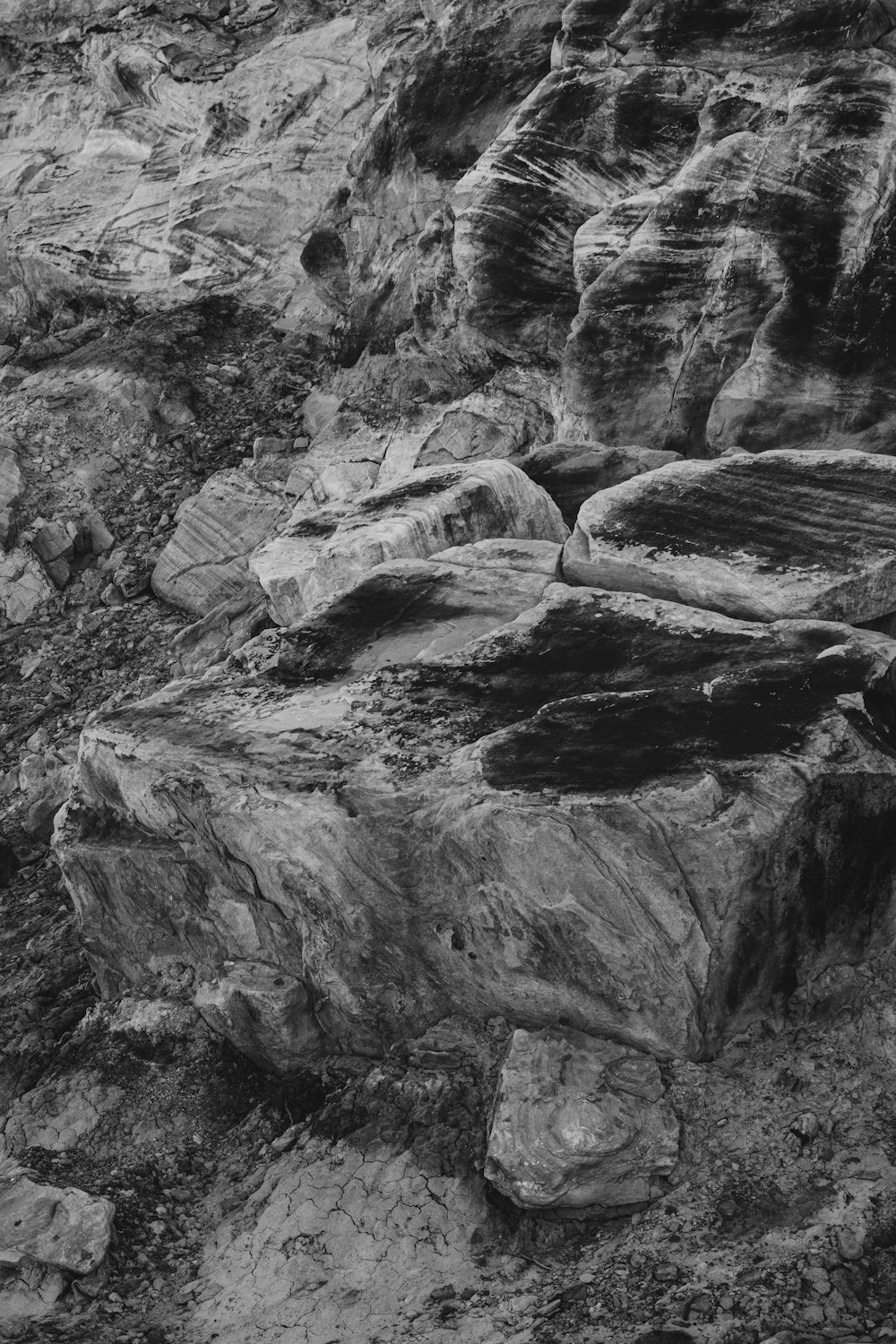 a black and white photo of some rocks