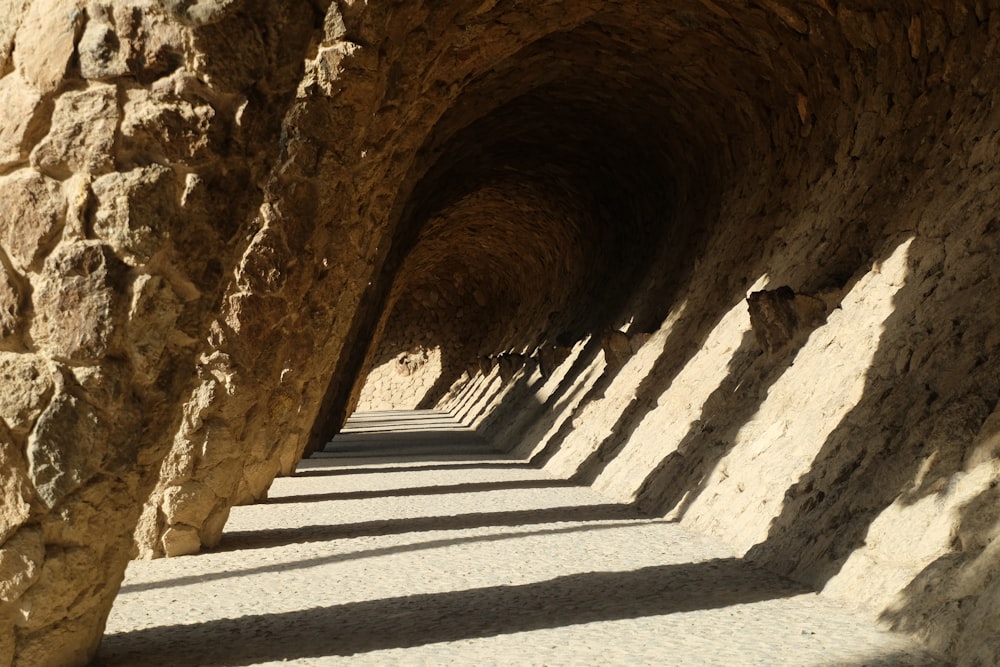 a long row of stone tunnel like structures