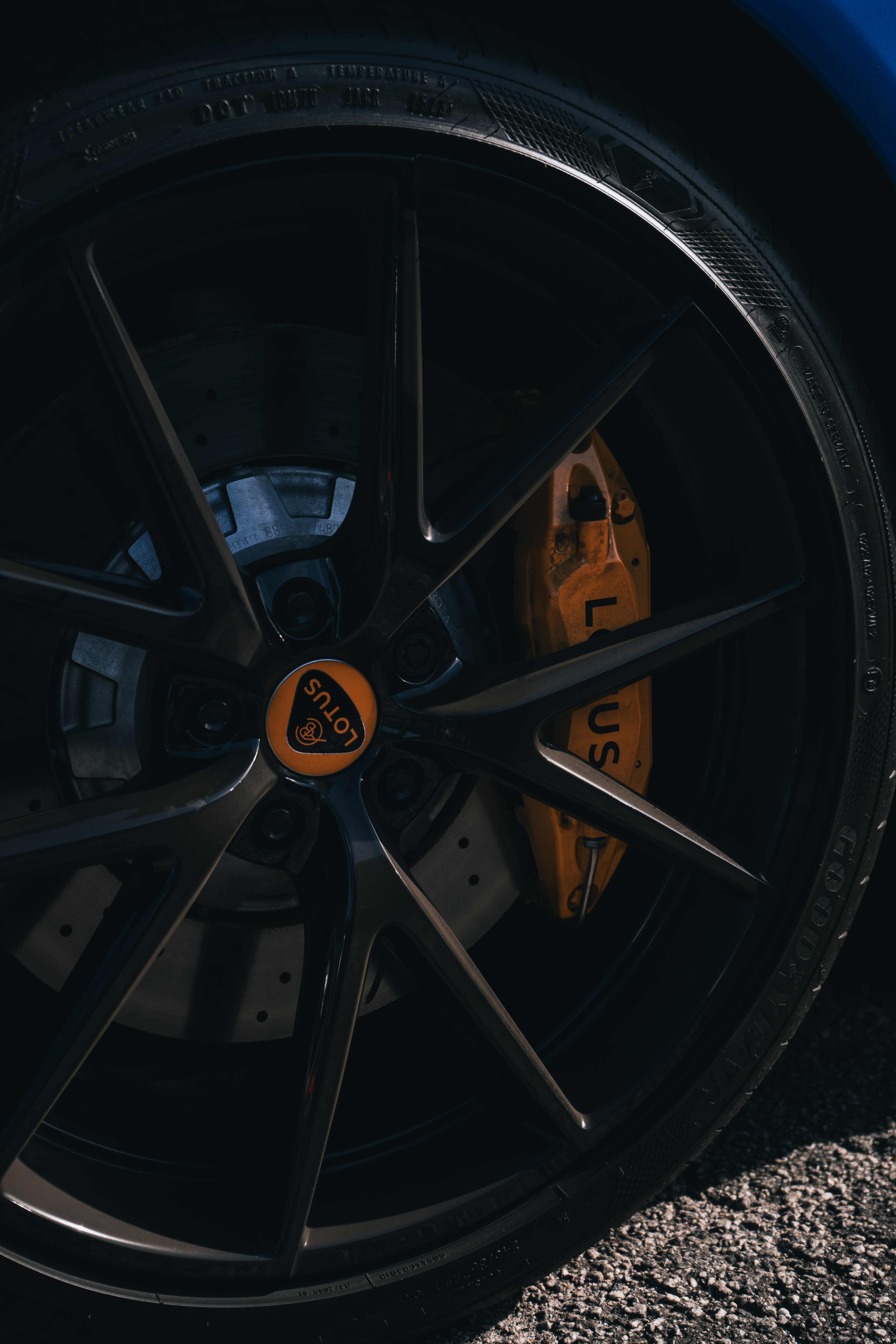 a close up of a tire on a car