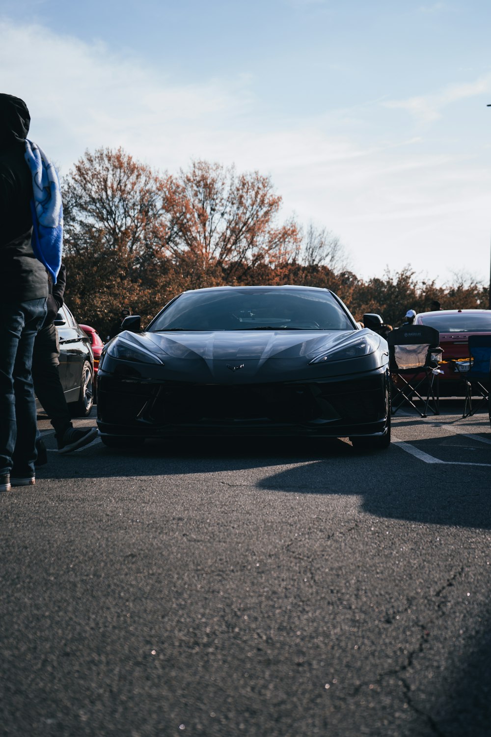 a car is parked in a parking lot