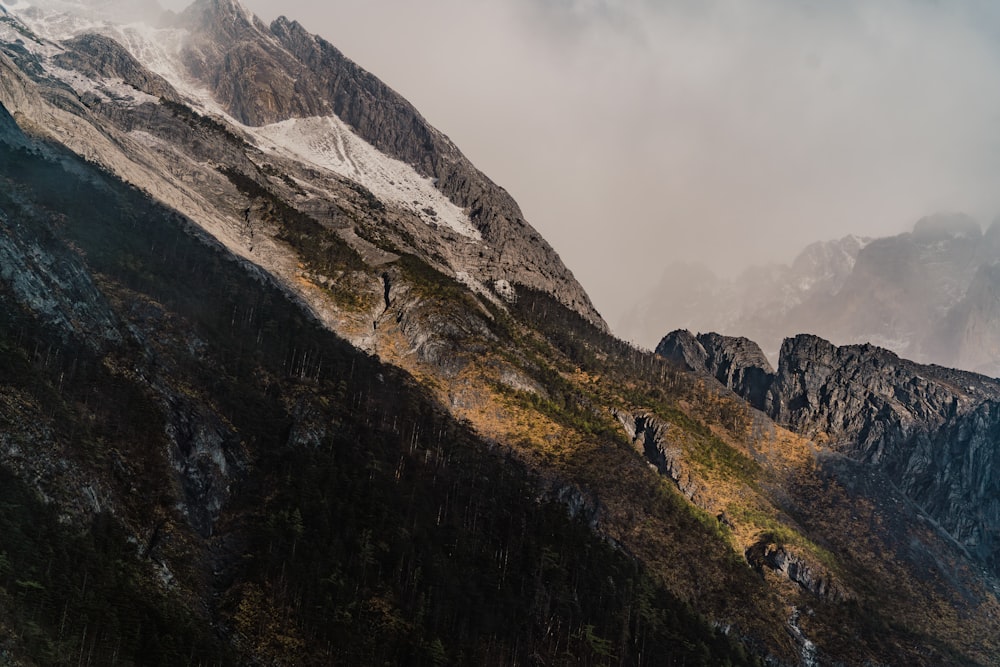 a mountain range with snow on the top of it