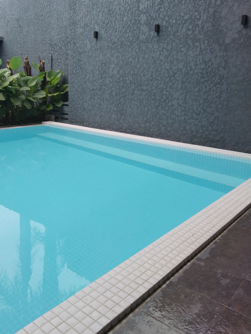 Large tiled swimming pool