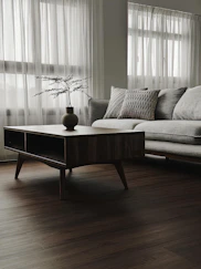 a living room with a couch and a coffee table