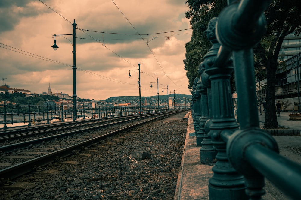 a view of a train track from a train station