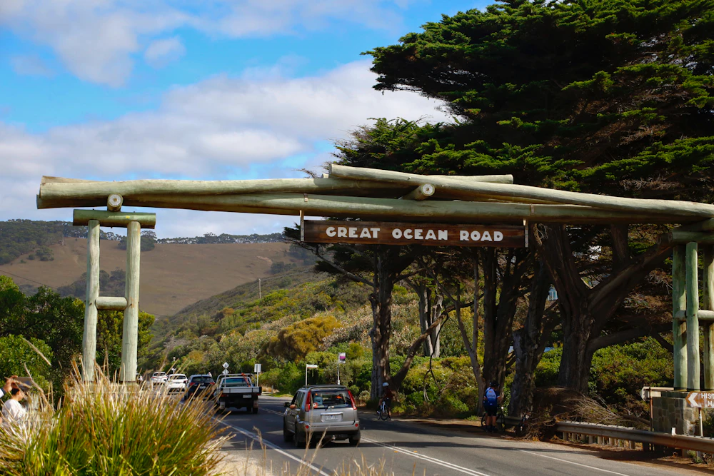 Cartel de la Great Ocean Road en la carretera