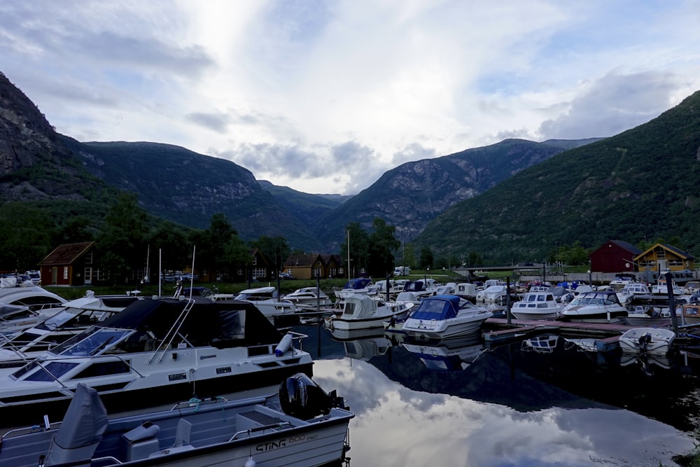 a bunch of boats that are sitting in the water