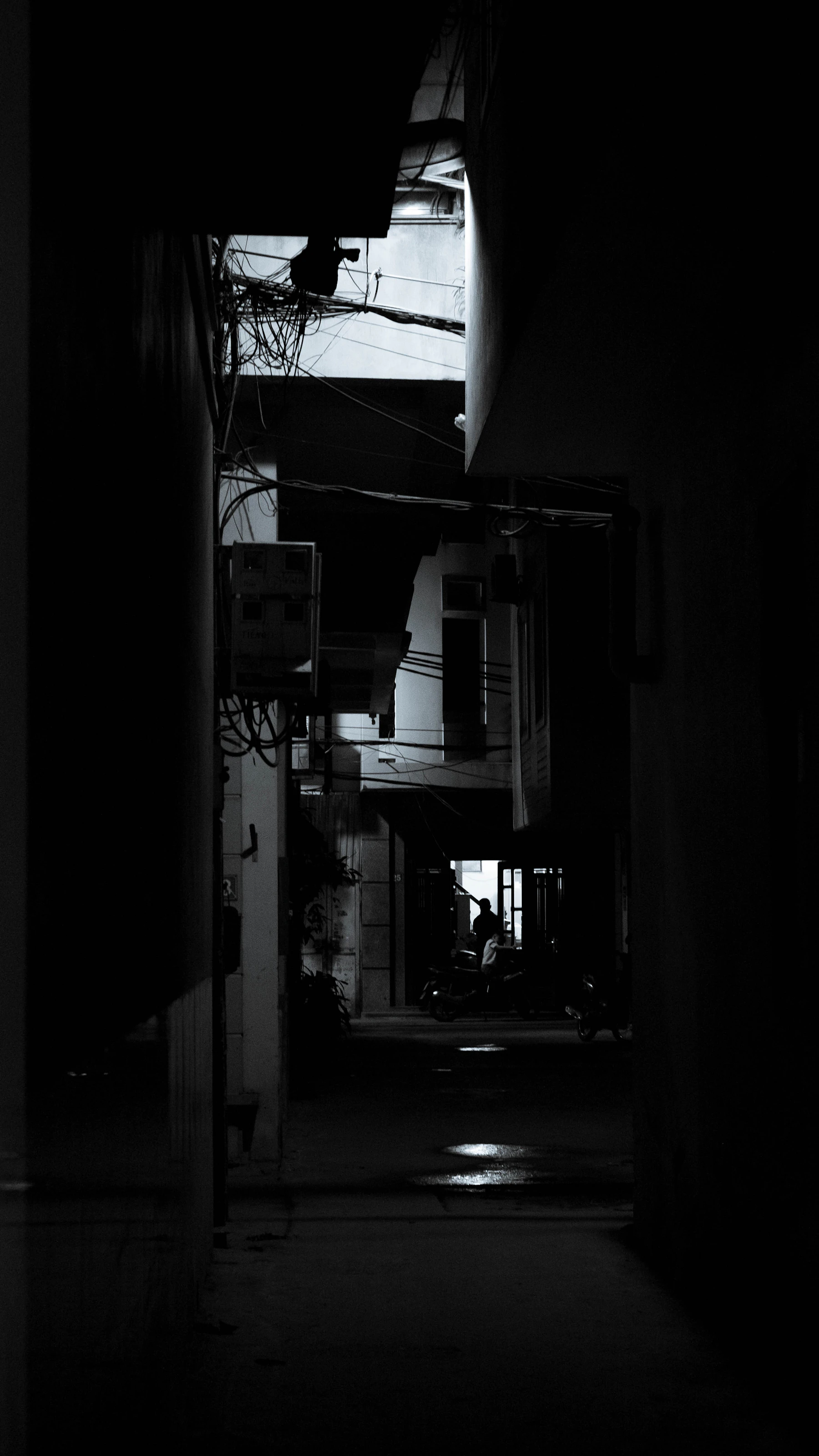 A Dark Hallway Rendered In Stark Black And White