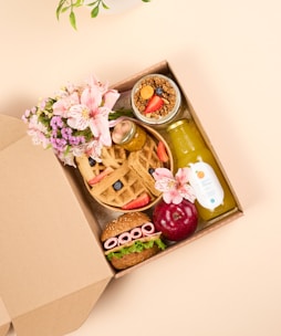 an open box of food on a table