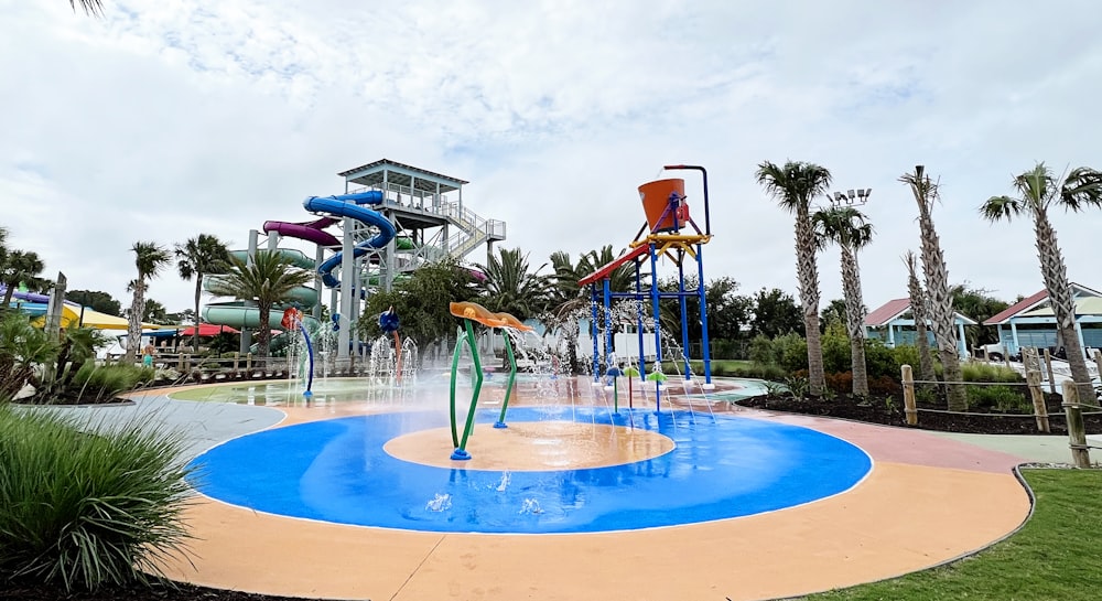 a large water park with a water slide