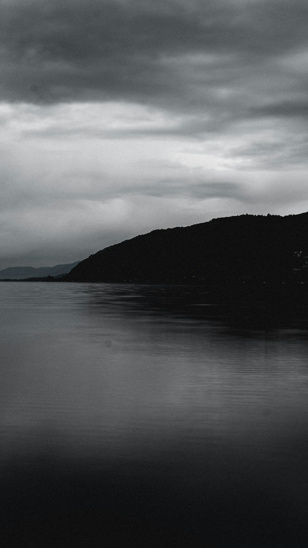 a large body of water under a cloudy sky