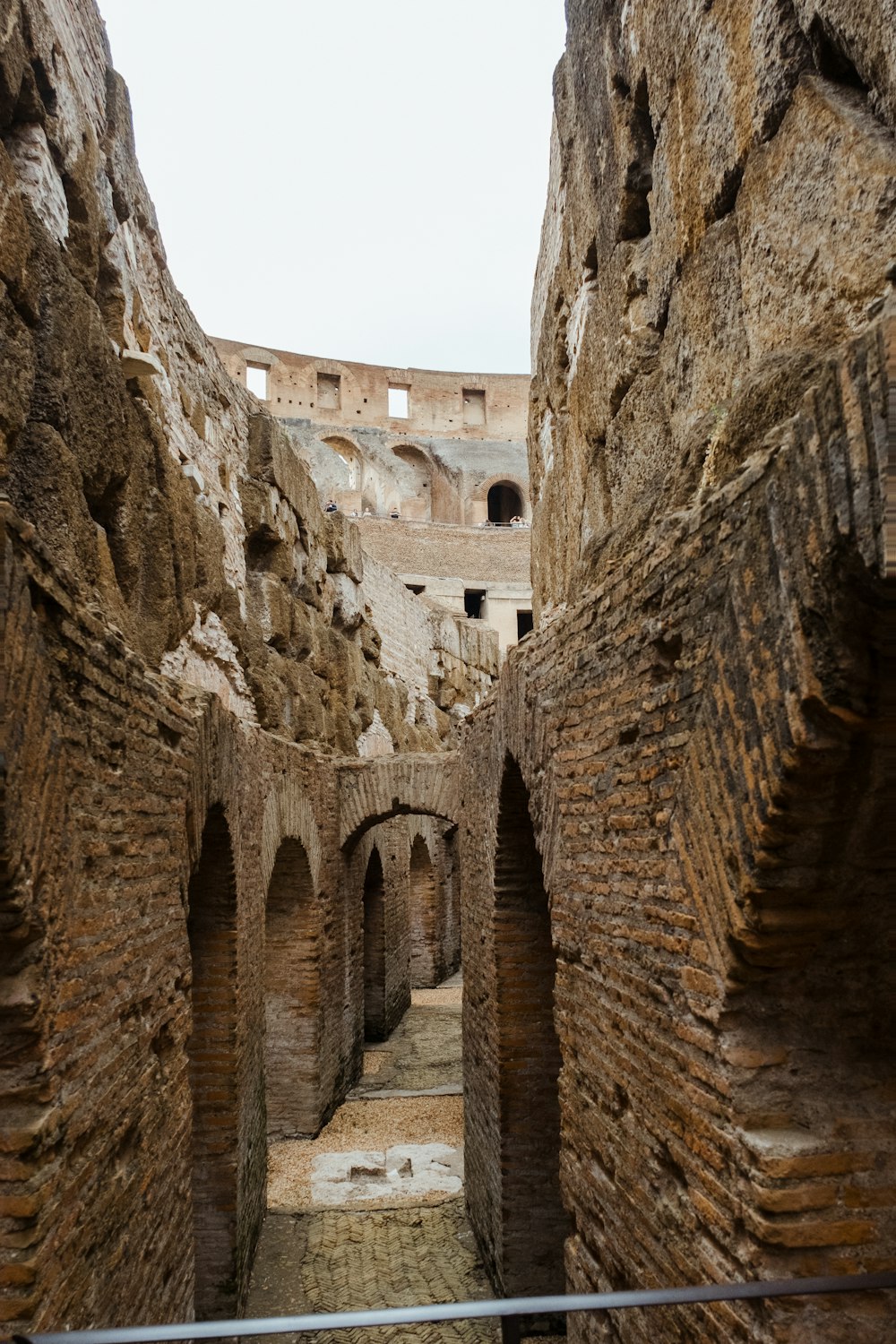 a narrow alley way in a stone building