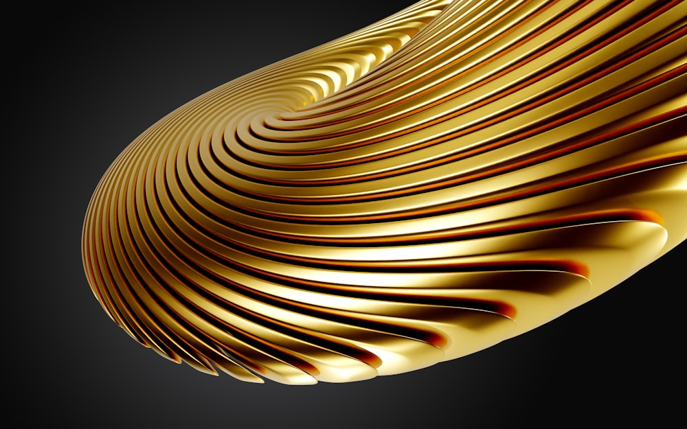a golden abstract design on a black background