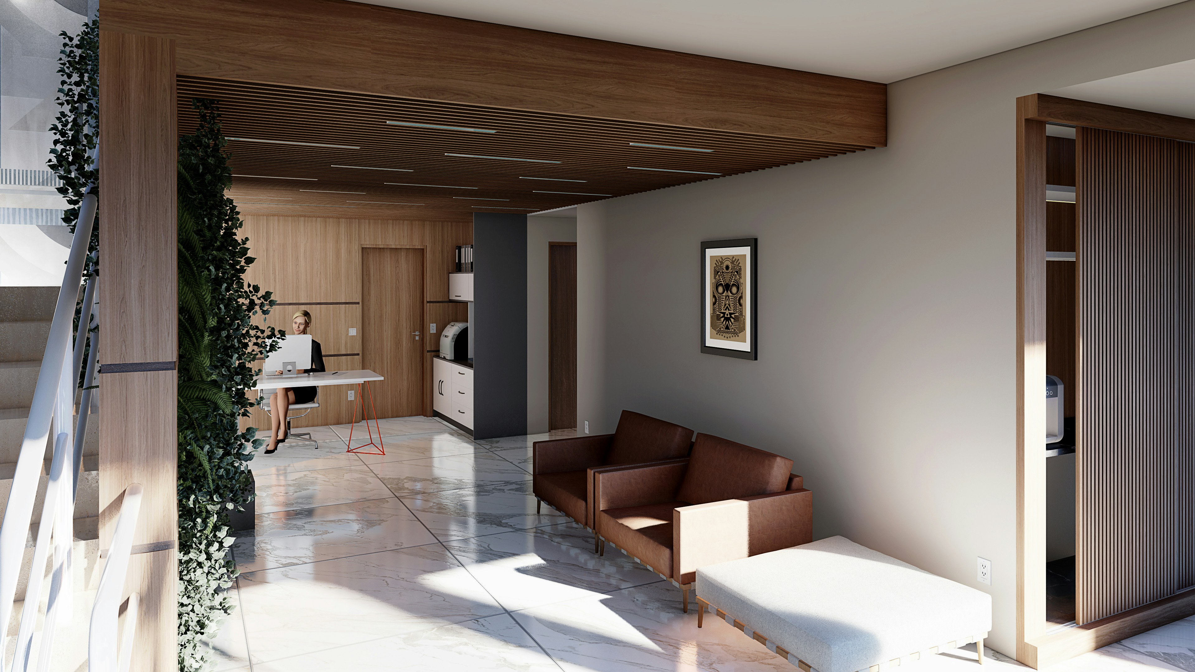 a living room with a couch a chair and a window