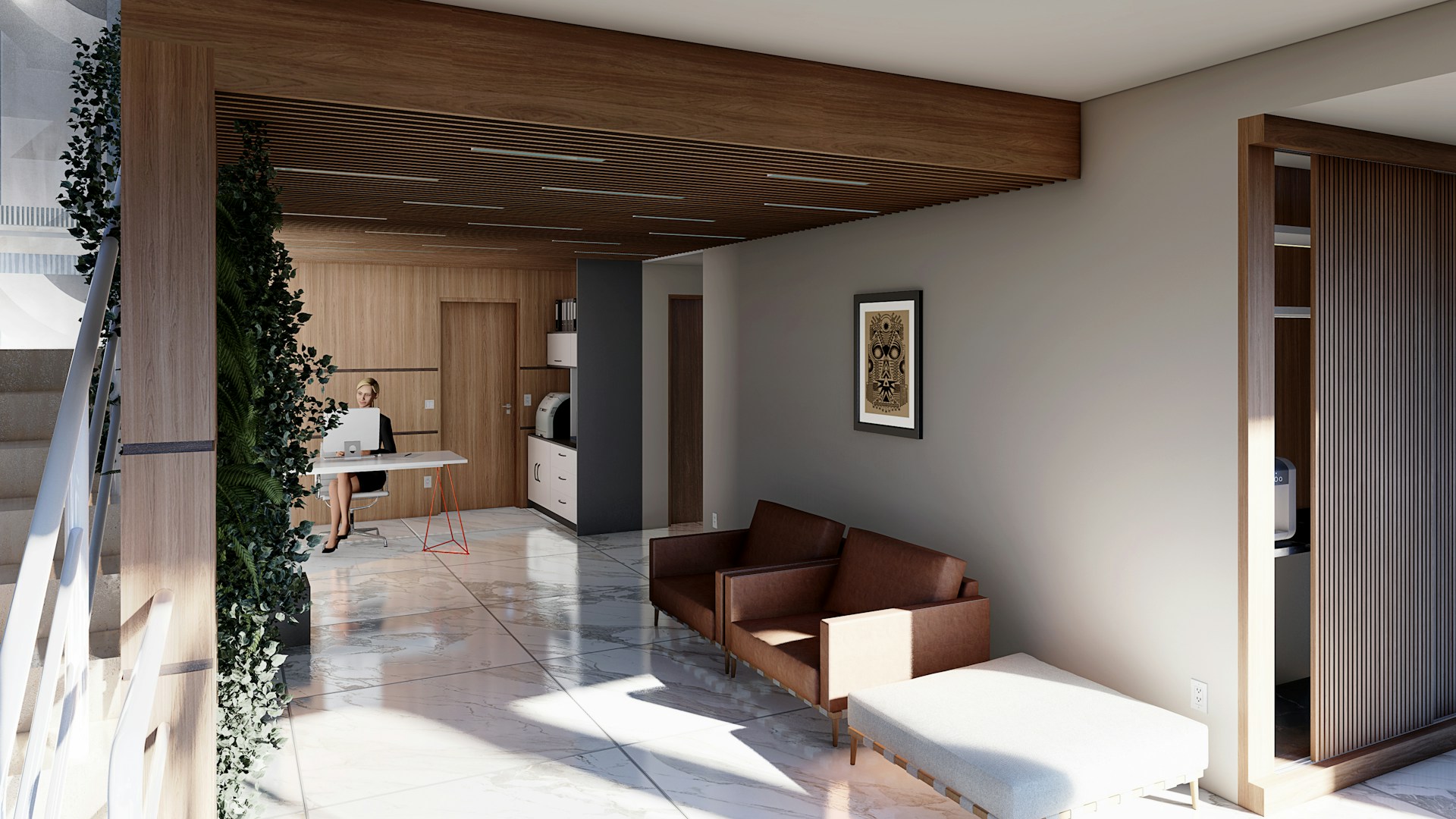 a living room with a couch a chair and a window
