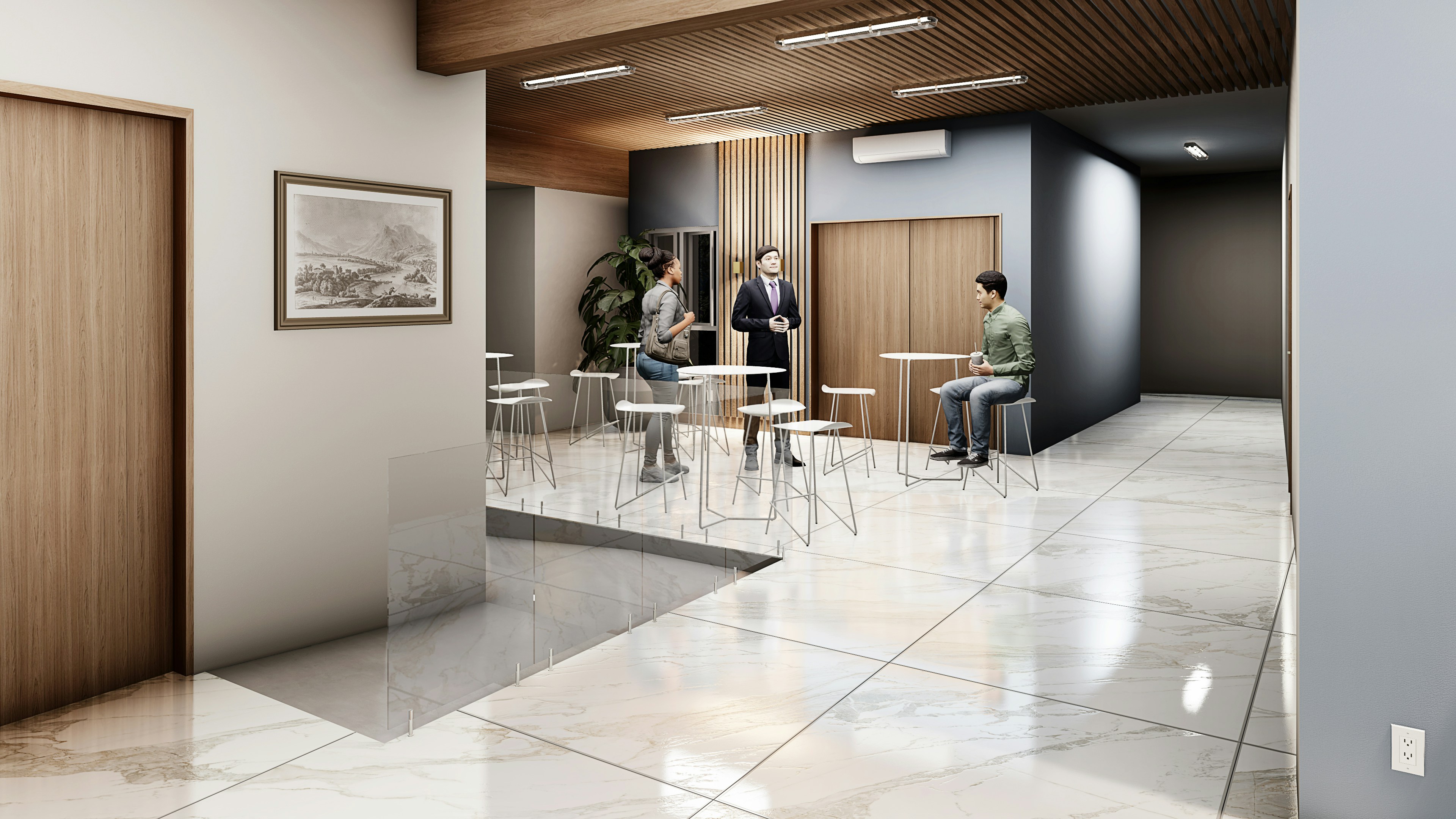 a group of people sitting at a table in a room