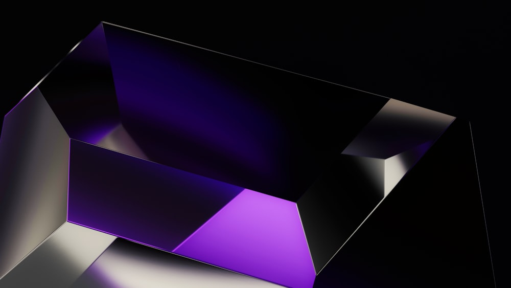 a shiny purple object on a black background