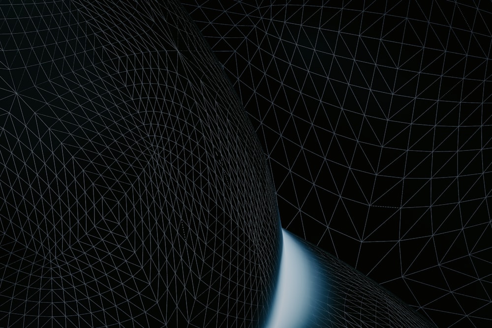 a black background with lines and shapes