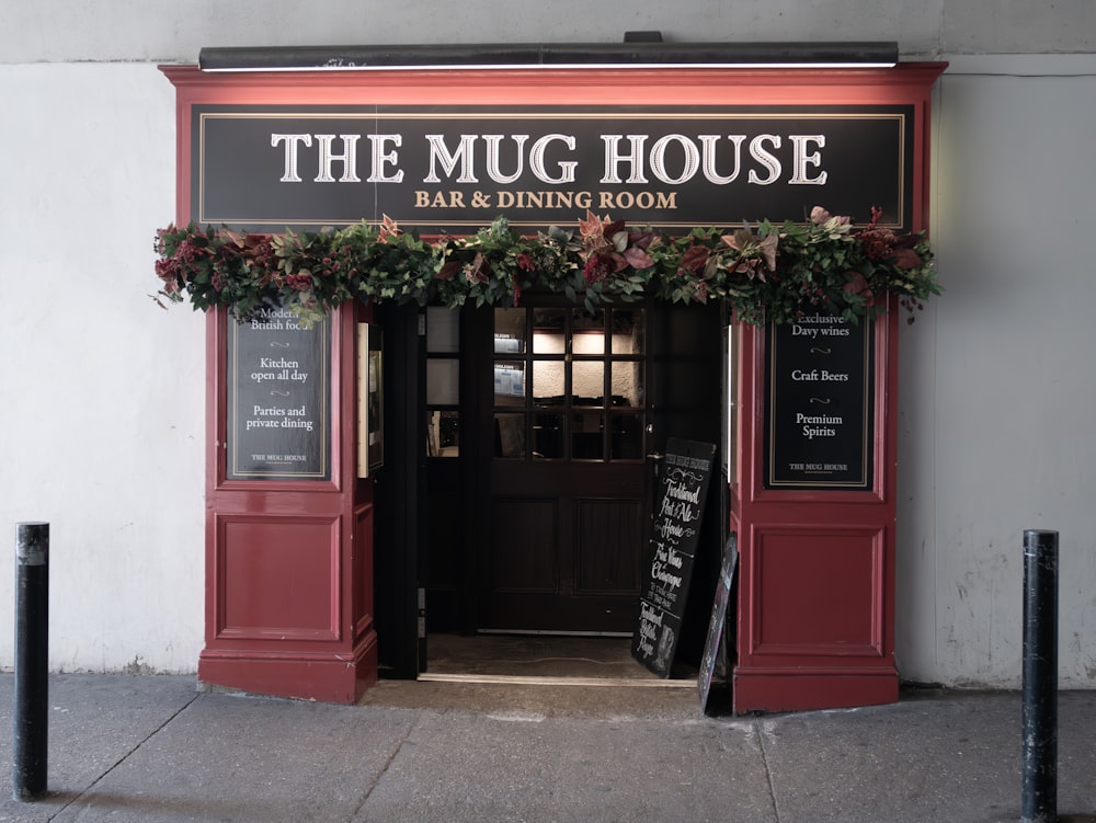 the entrance to the mug house bar and dining room
